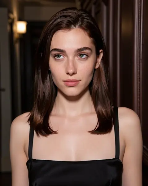 AI-created studio portrait of a woman in a black top